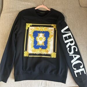 Versace Medusa barroco greca sweatshirt men size SM small black gold blue NWOT